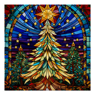Poster Arbre de Noël en verre tendu