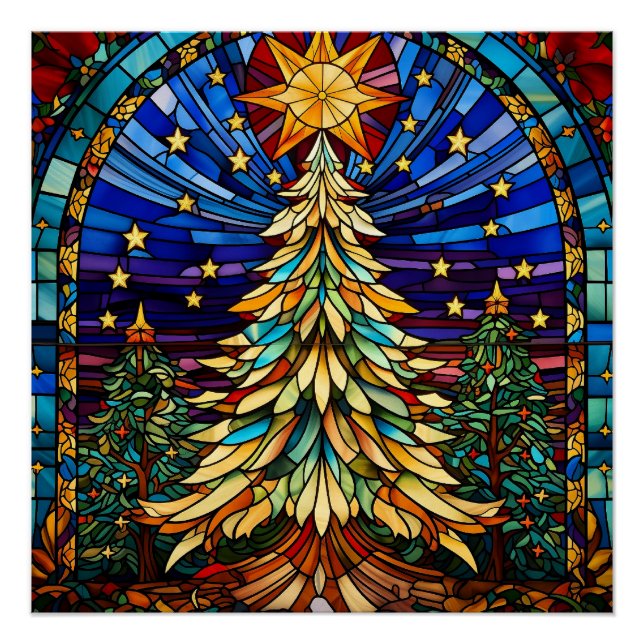 Poster Arbre de Noël en verre tendu (Devant)