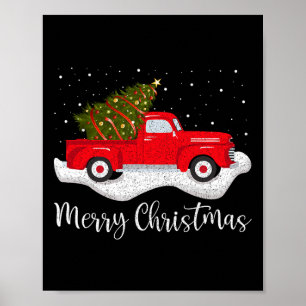 Poster Arbre de Noël en Wagon vintage pour voitures Noël 