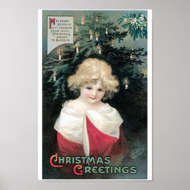 Poster Arbre de Noël et enfant (Devant)