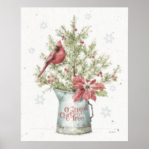 Poster Arbre de Noël fermier avec cardinal