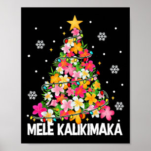 Poster Arbre de Noël Floral hawaïen Mele Kalikimaka Tro
