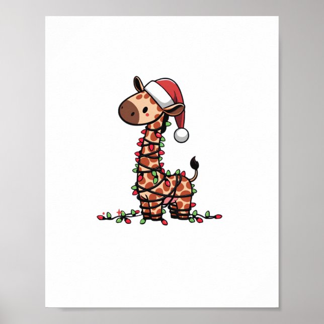 Poster Arbre de Noël Girafe Mignon Amoureux des Girafes   (Devant)