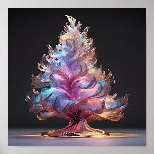 Poster Arbre de Noël irisé coloré (Devant)