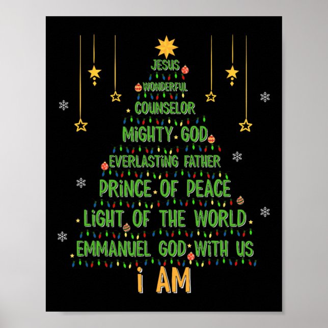 Poster Arbre de Noël Jésus Bible chrétienne Foi Fête (Devant)