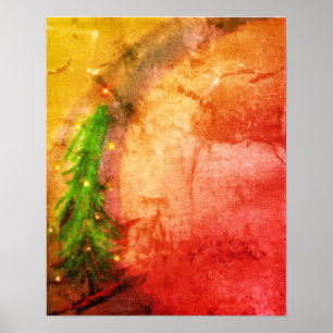 Poster Arbre de Noël magique lumineux 2 Beaux-Arts Imprim