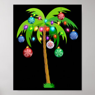 Poster Arbre de Noël Palmier Hawaïen Tropical Noël Noix d