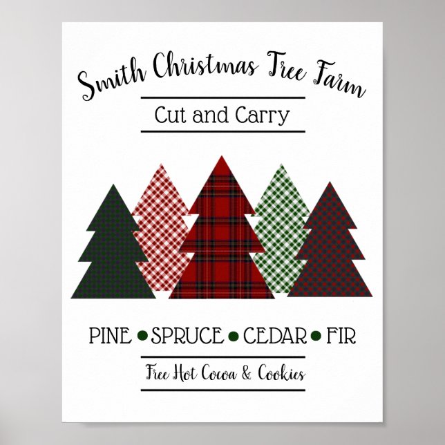 Poster Arbre de Noël personnalisé Ferme rouge vert Plaid (Devant)