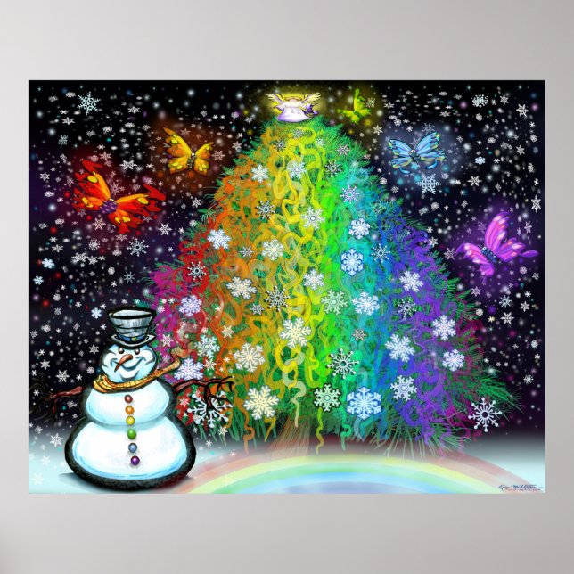 Poster Arbre de Noël Rainbow (Devant)