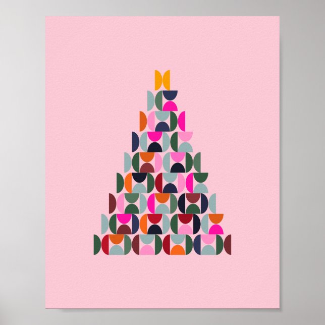 Poster Arbre de Noël rose (Devant)