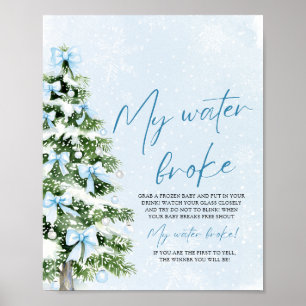 Poster Arbre de Noël Ruban Bleu My Water Broke Baby Showe
