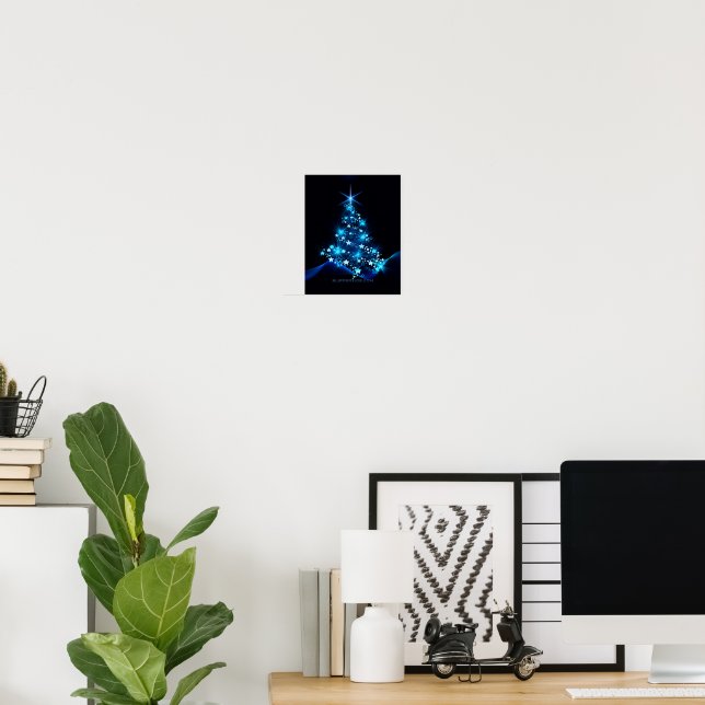 Poster arbre de Noël stylisé SlipperyJoe bleu brillant s (Bureau à domicile)