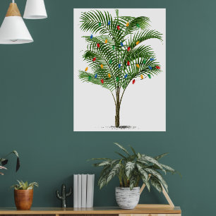 Poster Arbre de Noël Tropical à Palmiers Fêtes de Fin d'A