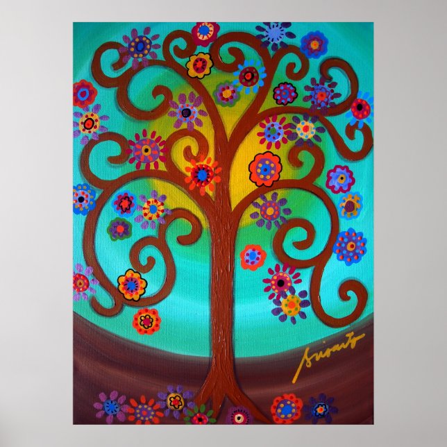 POSTER ARBRE DE PEINTURE DE VIE (Devant)
