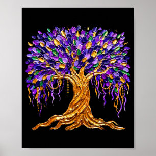 Poster Arbre de perles Mardi Gras Carnaval Nouvelle-Orléa