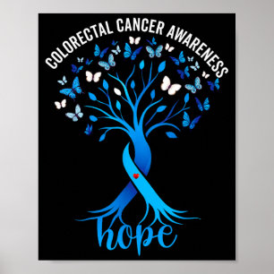 Poster Arbre de ruban bleu de sensibilisation au cancer c