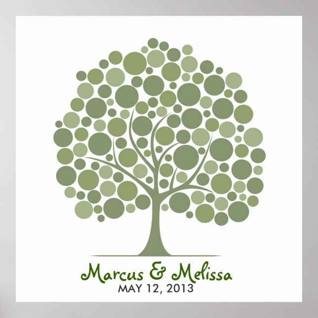Poster Arbre de signatures de mariage – Cercles (Devant)