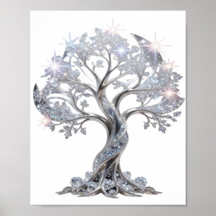 Poster Arbre de vie argenté Classique