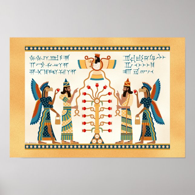 Poster Arbre de vie assyrien (Devant)