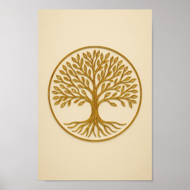 Poster Arbre de vie bronze et ivoire (Devant)