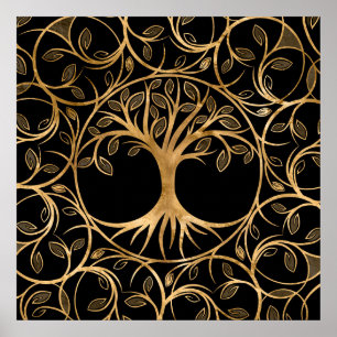 Poster Arbre de vie - cadre Yggdrasil Mandala