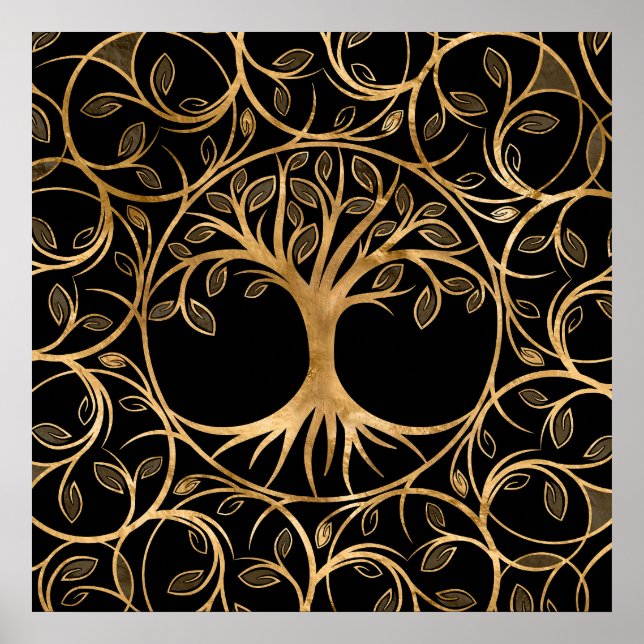 Poster Arbre de vie - cadre Yggdrasil Mandala (Devant)