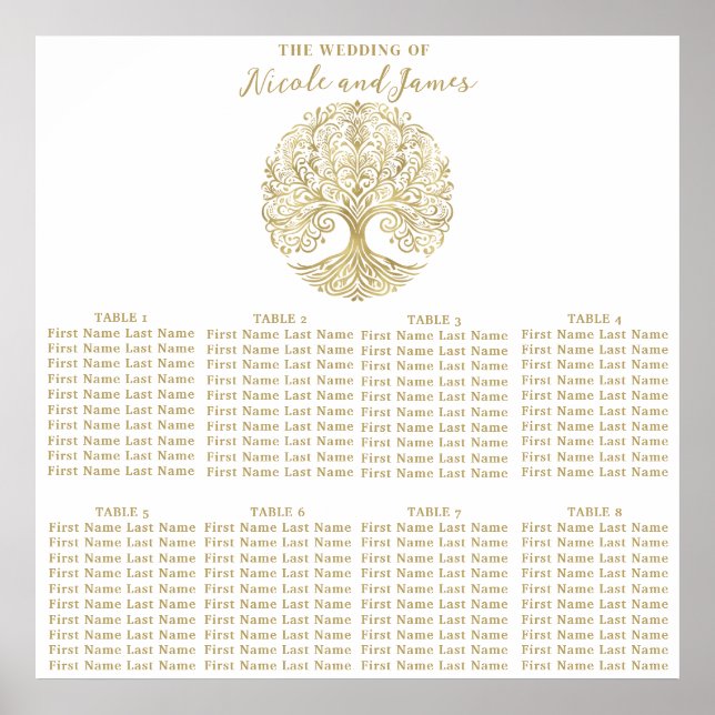Poster Arbre de Vie Crème Or Chaise Mariage Celtique (Devant)