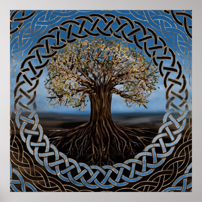 Poster Arbre de vie - Dessin de Yggdrasil (Devant)