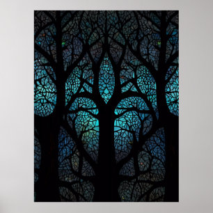 Poster Arbre de vie - Mosaïque de forêt mystique