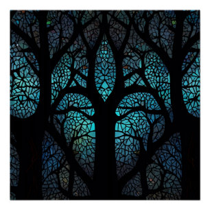 Poster Arbre de vie - Mosaïque de forêt mystique