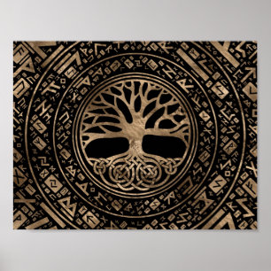 Poster Arbre de vie - Motif runique de Yggdrasil