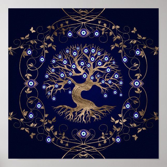 Poster Arbre de vie OEil mal ornament (Devant)