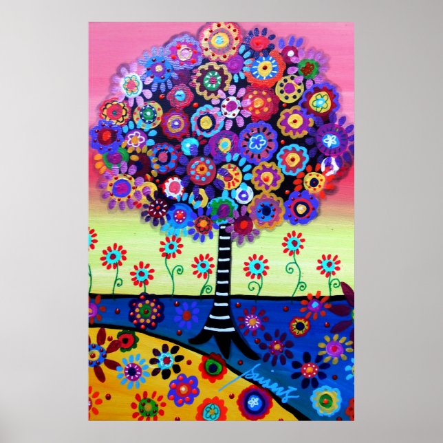 POSTER ARBRE DE VIE PEINTURE D'ARBRE BLANC (Devant)