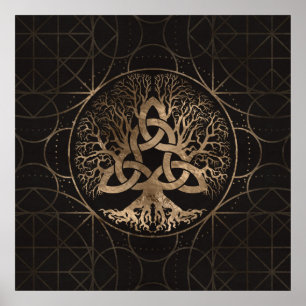 Poster Arbre de vie - Yggdrasil avec Triquetra