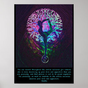 Poster Arbre de yoga - citation de Bouddha
