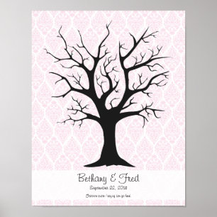 Poster Arbre d'empreintes digitales C avec Damask Rose1 -