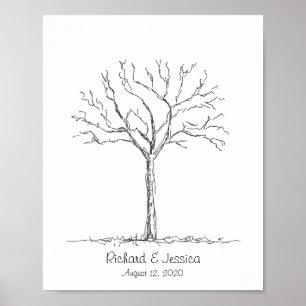 Poster Arbre d'empreintes digitales de mariage, Livre d'o
