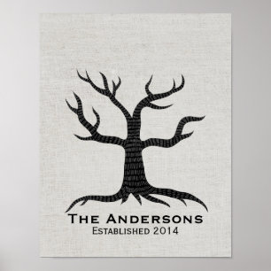 Poster Arbre d'empreintes digitales Famille Réunion Lin é