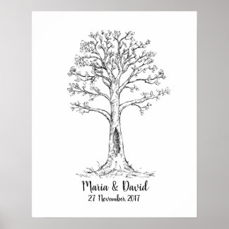 Poster Arbre d'empreintes digitales, Livre d'invités, Arb