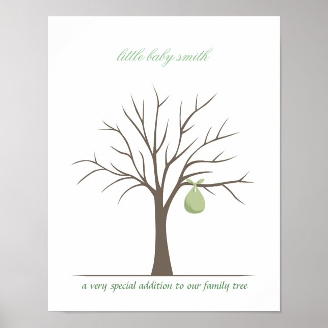 Poster Arbre d'empreintes digitales pour bébé - Vert (Devant)