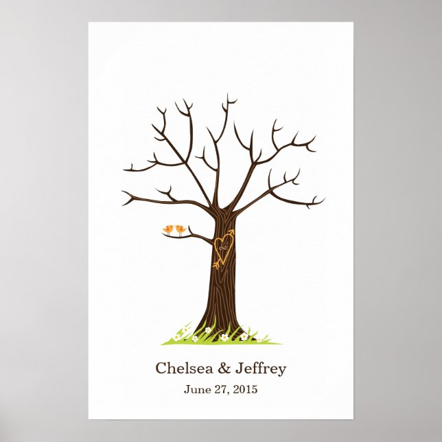 Poster Arbre d'empreintes digitales Whimsical avec affich (Devant)