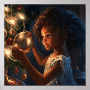 Poster Arbre des réflexions : Fille afro-américaine