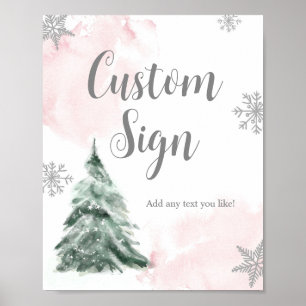 Poster Arbre d'hiver Aquarelle rose Argent signe douche