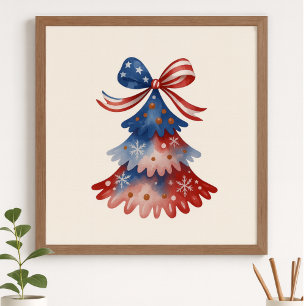 Poster Arbre d'hiver minimaliste moderne patriotique aqua