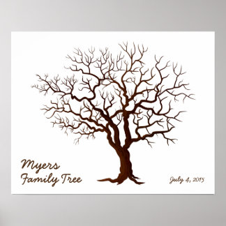 Poster Arbre d'impression du doigt de réunion de famille 