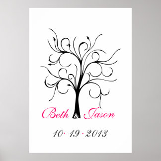 Poster Arbre d'impression du doigt mariage