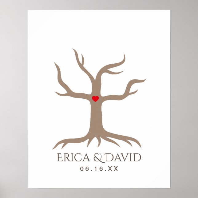 Poster Arbre du livre d'hôtes Mariage d'empreintes digita (Devant)
