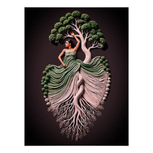 Poster Arbre Élégant Woman Wall Art - 3D Nature inspiré