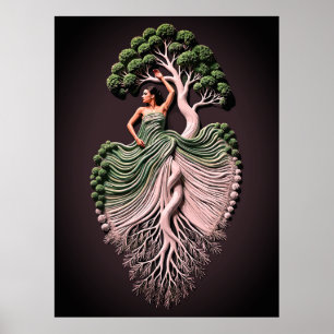 Poster Arbre Élégant Woman Wall Art - 3D Nature inspiré