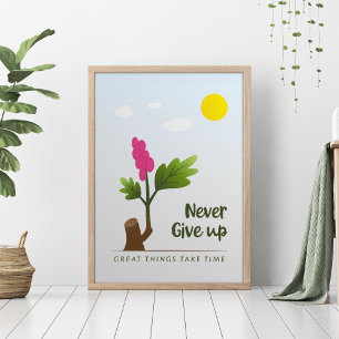 Poster Arbre en croissance avec texte de motivation.
